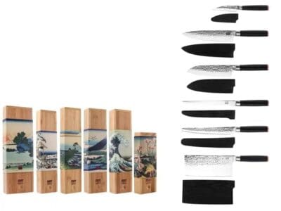kotai pakka complete set van 6 messen, schilmes, koksmes gyuto, santokumes, fileermes, broodmes en hakmes